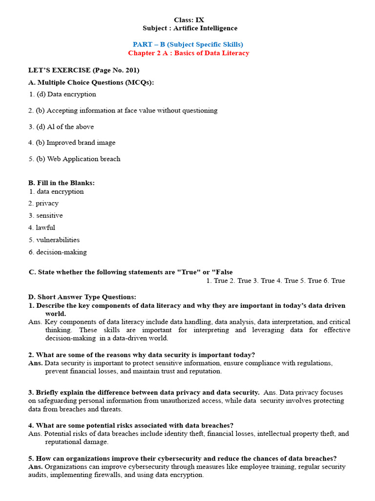 Chapter 2 A - Data Literacy | PDF | Security | Computer Security