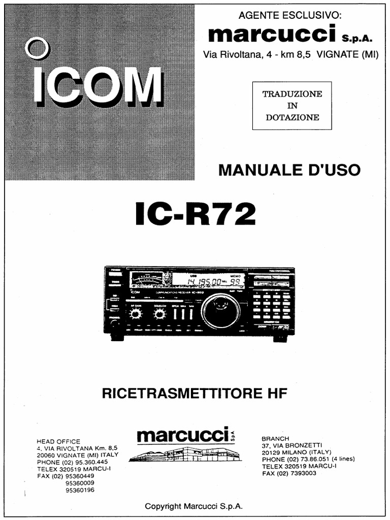 Manuale Italiano IC-R72 | PDF