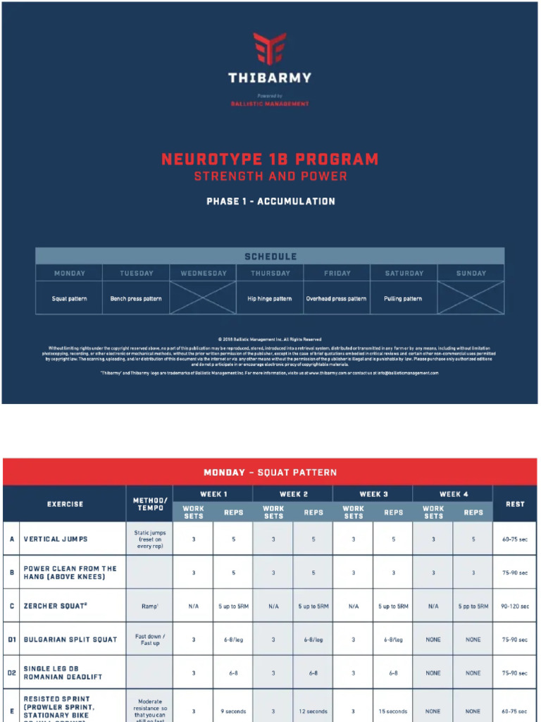 Neurotype 1b Program - Strenght & Power | PDF