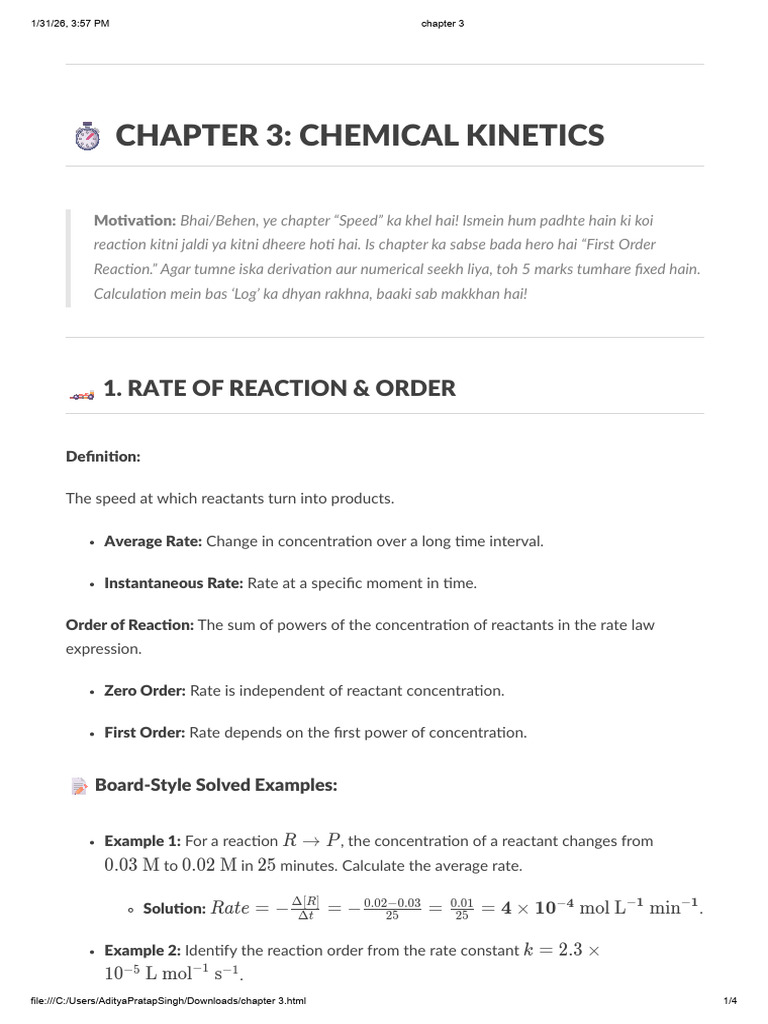 chapter 3 | PDF | Reaction Rate | Chemical Engineering