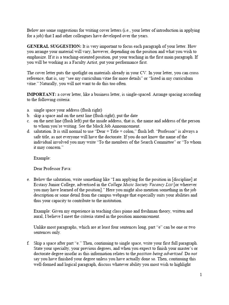 Cover Letter Guidelines | PDF | Paragraph