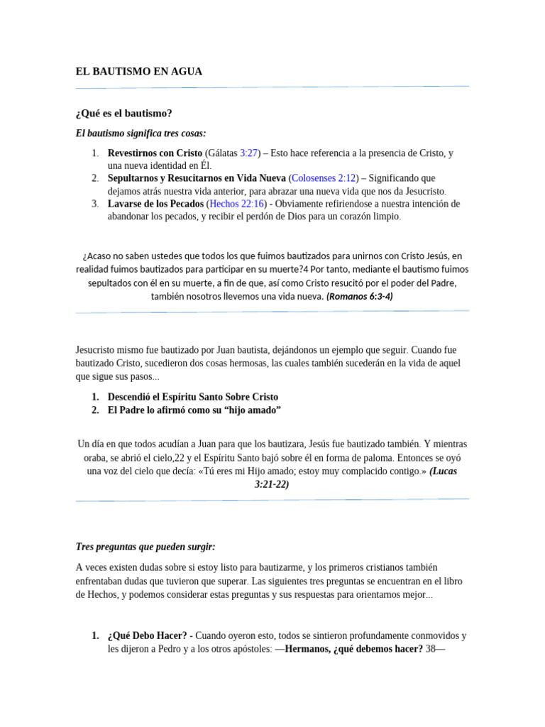 El Bautismo en Agua Charla | PDF | Bautismo | Cristo (título)