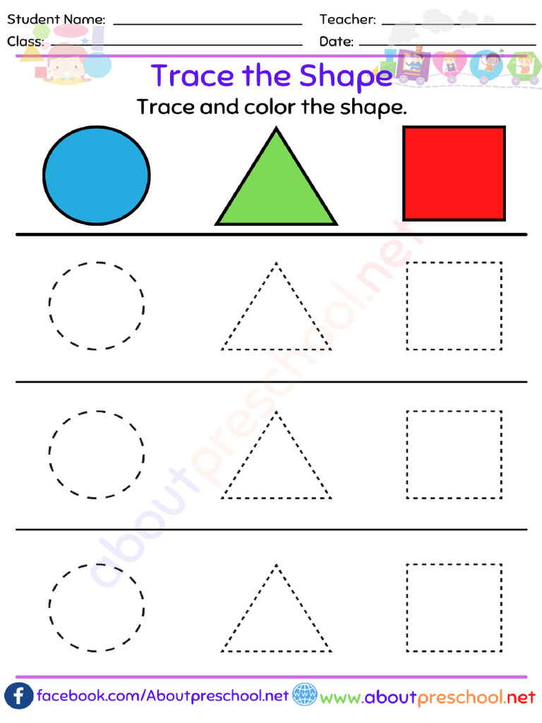 Trace The Shape Worksheet | PDF