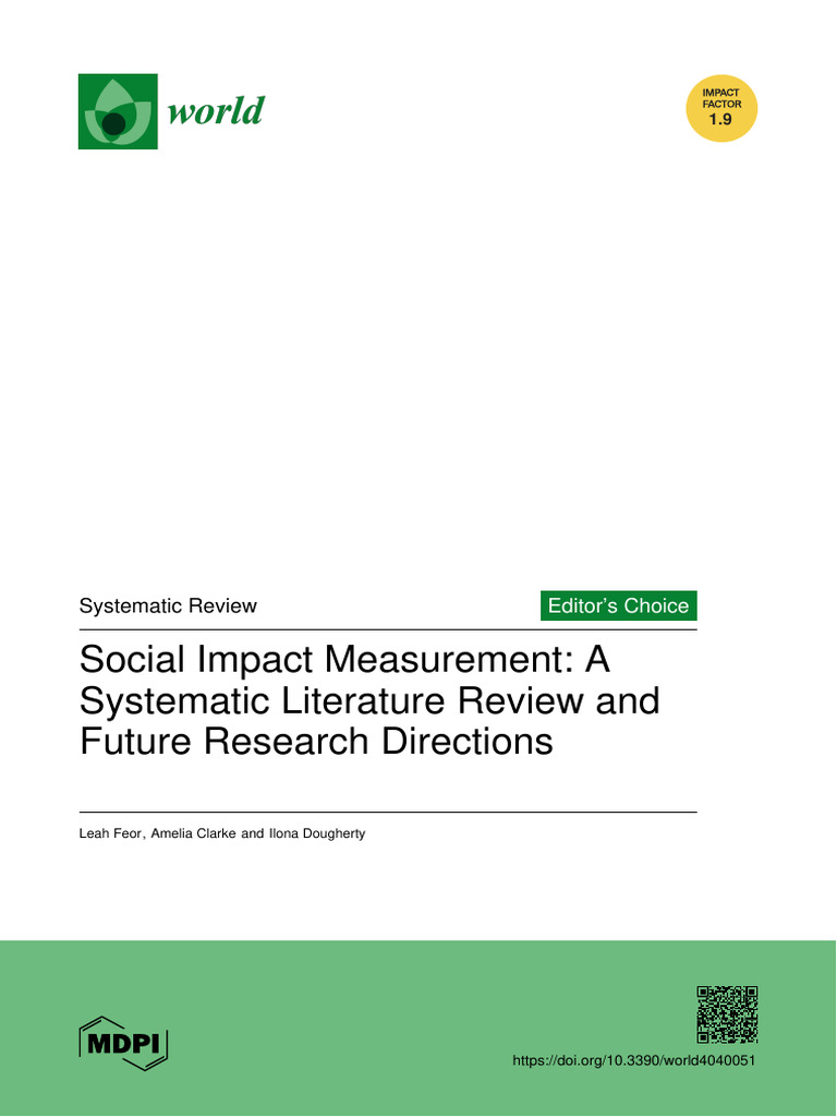 Social Impact Measurement A Systematic Literature Review and Future ...