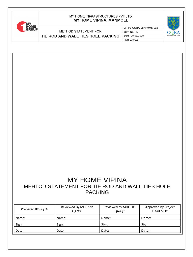Wms - 13 - Tie Rod Hole Packing - r0 | PDF | Building Engineering ...