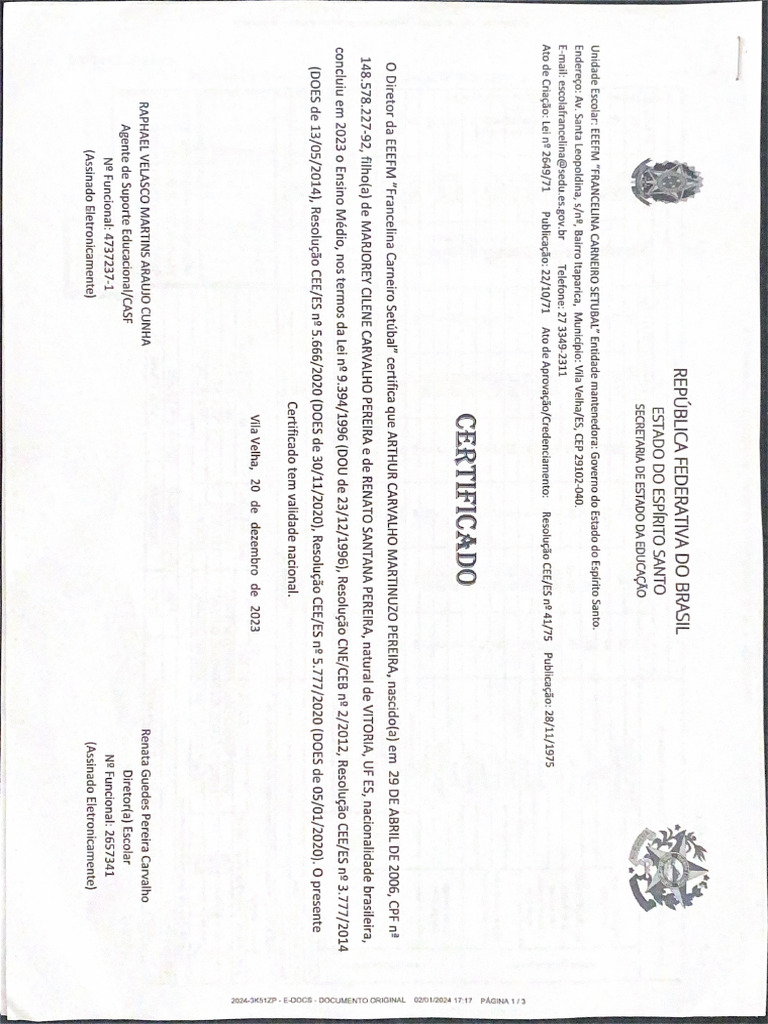 Certificado Escolar | PDF