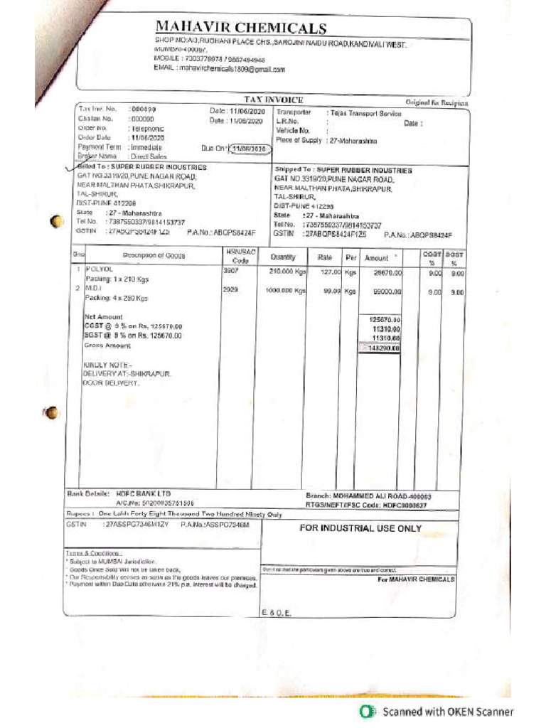 Mahavir Chemicals Invoices Fy 2020-21_compressed (2) | PDF