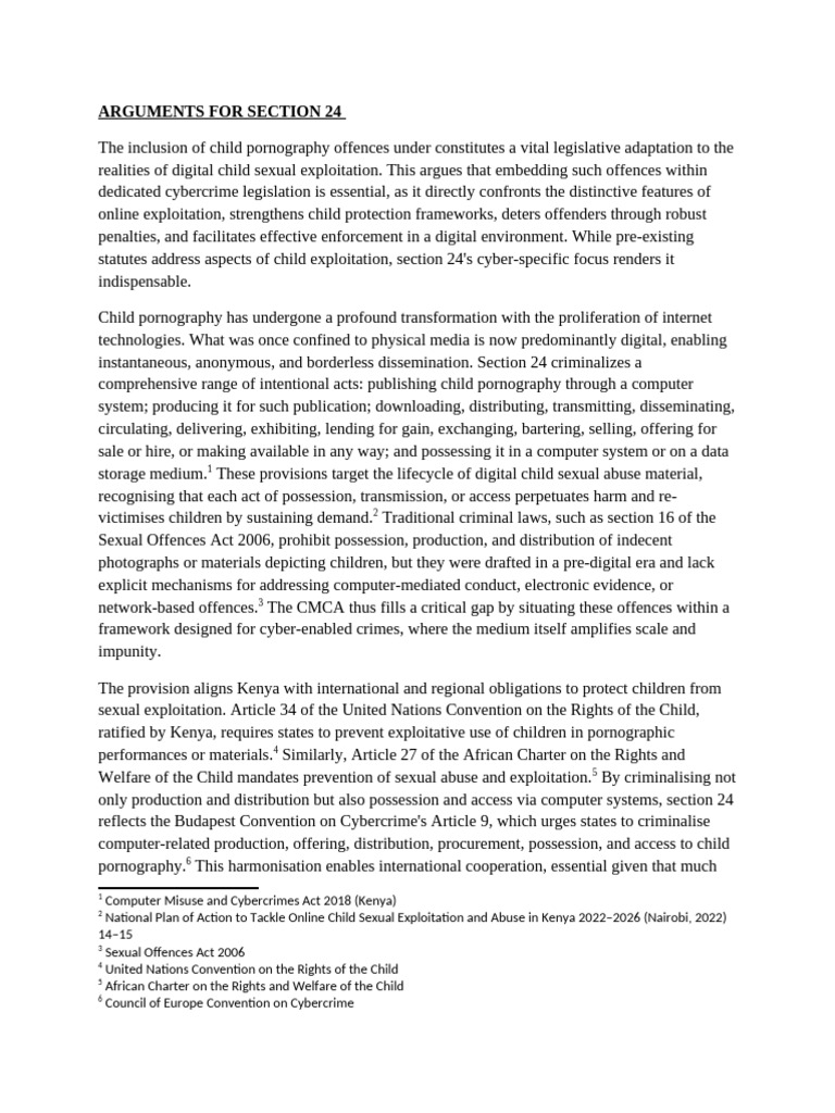 Arguments For Section 24 | PDF | Child Pornography | Crimes