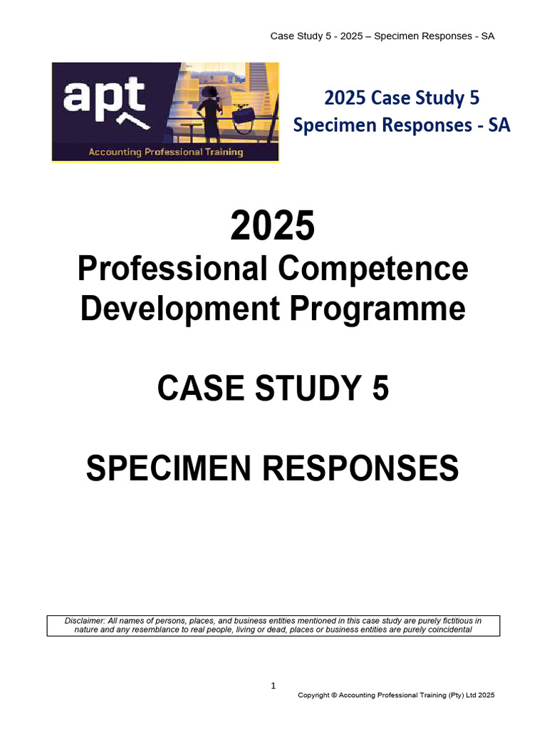 Case Study 5 - Specimen Responses - SA | PDF | Expense | Lease