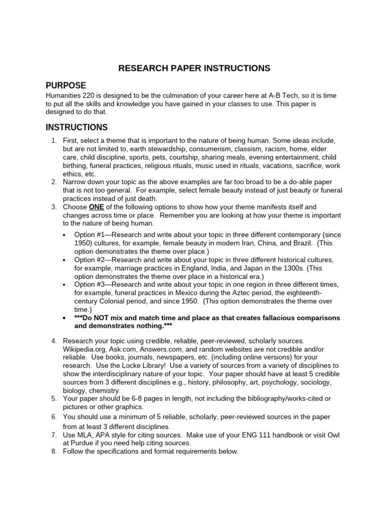 HUM 220 Research Paper (2023-2024) (2) | PDF