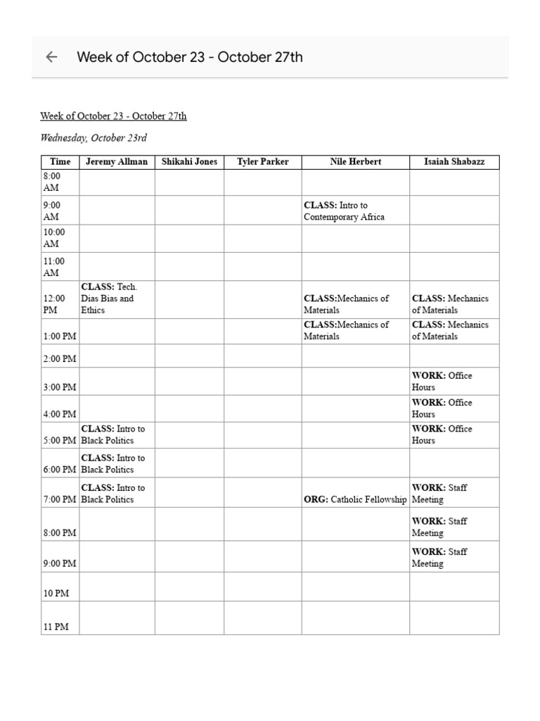 Week of October 23 - October 27th | PDF