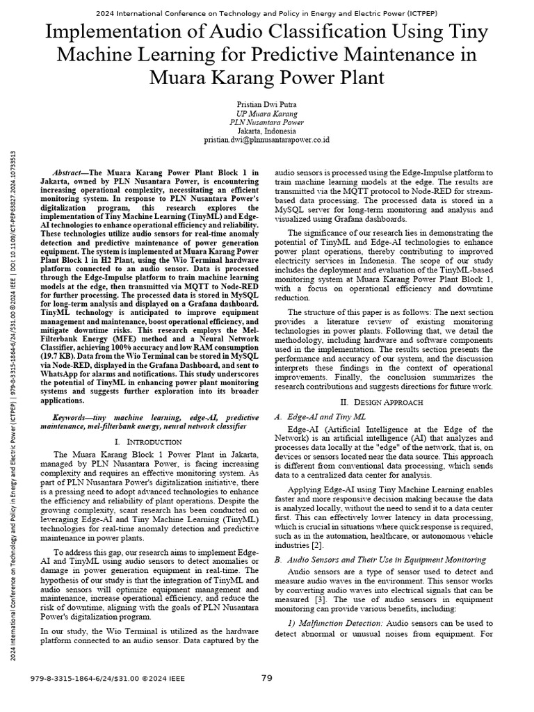 Implementation of Audio Classification Using Tiny Machine Learning For ...