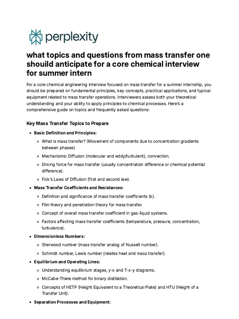 What Topics and Questions From Mass Transfer One S | PDF | Mass ...