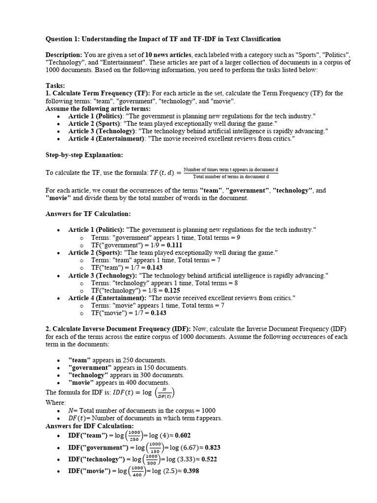 Module 1 TF IDF Problems | PDF