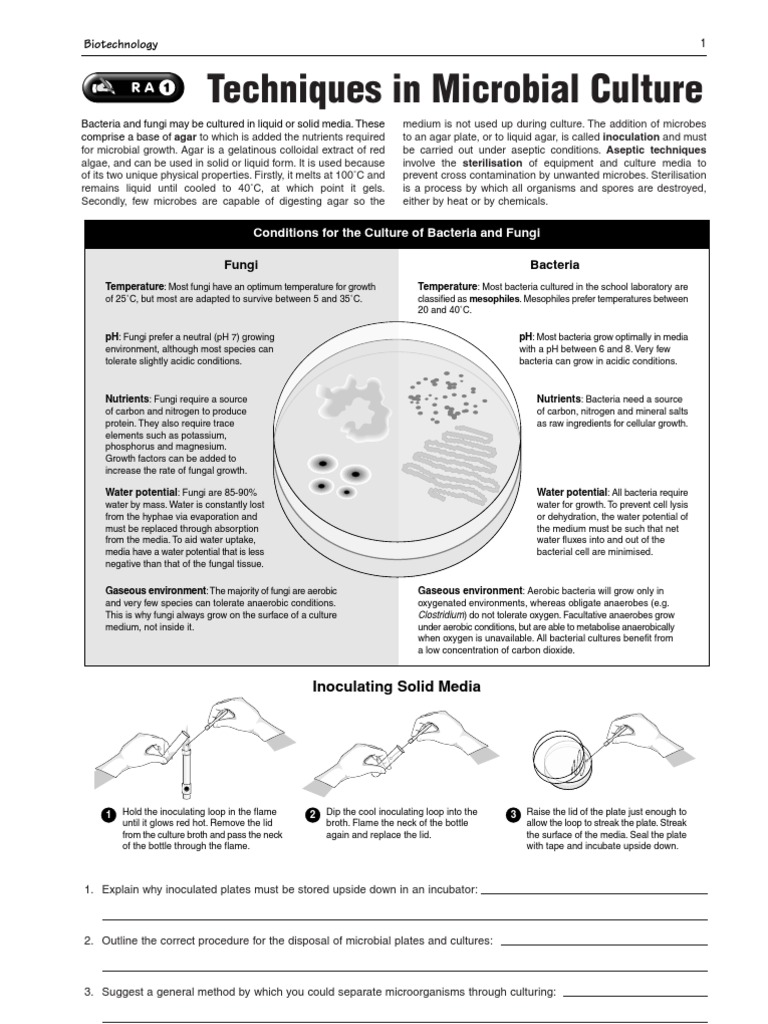 Techniques in Microbial Culture Biotechnology