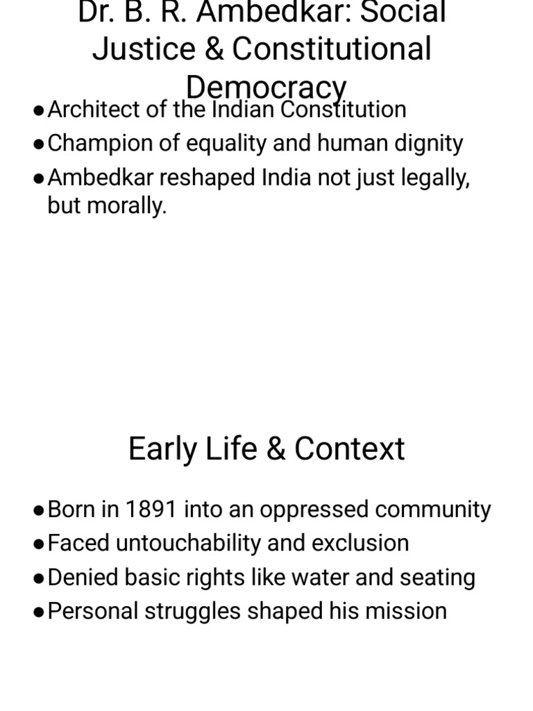 Ambedkar Social Justice Presentation | PDF | Dalit | Gender Studies