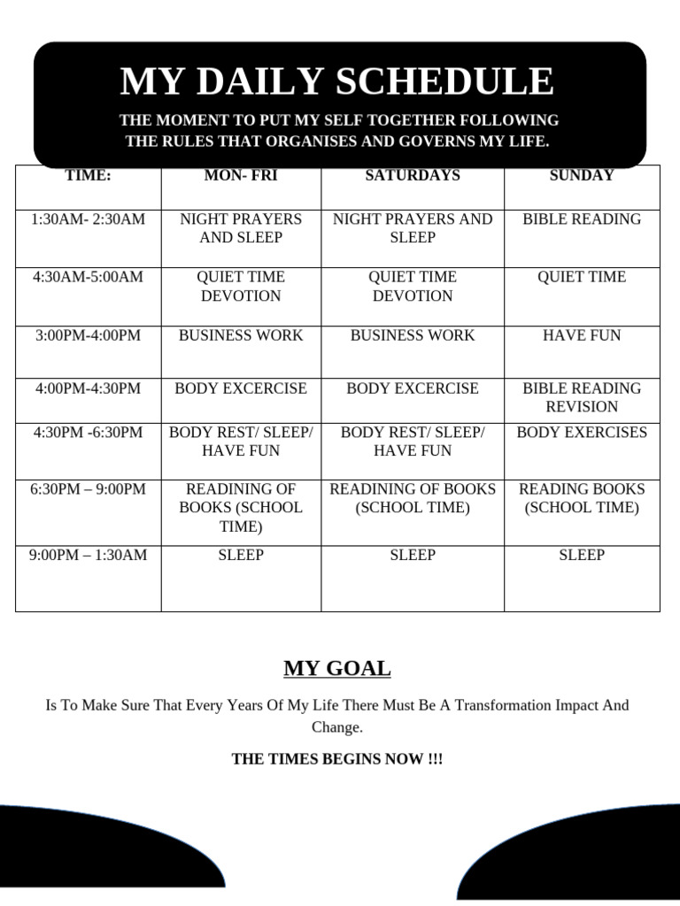 My Daily Schedule Edits | PDF