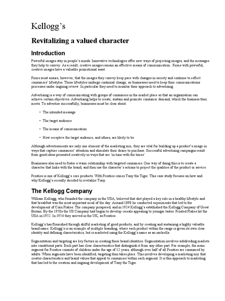 Writing a marketing case study kellogg's