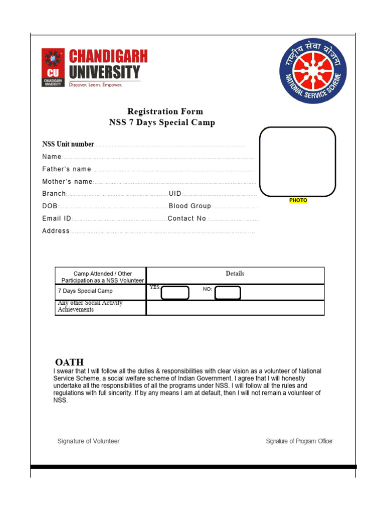 UNIT 7 Registration Form | PDF