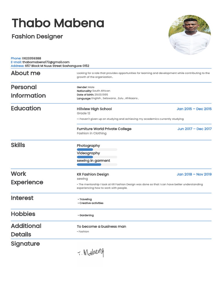 Thabo Mabena CV | PDF