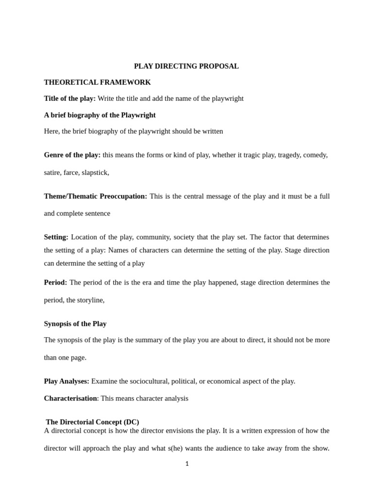Play Directing Proposal | PDF