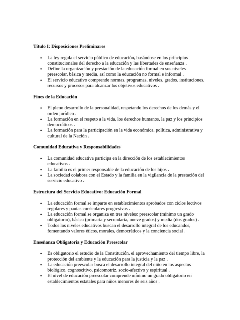Ley de Educacion | PDF | Educación primaria | Educación de la primera ...
