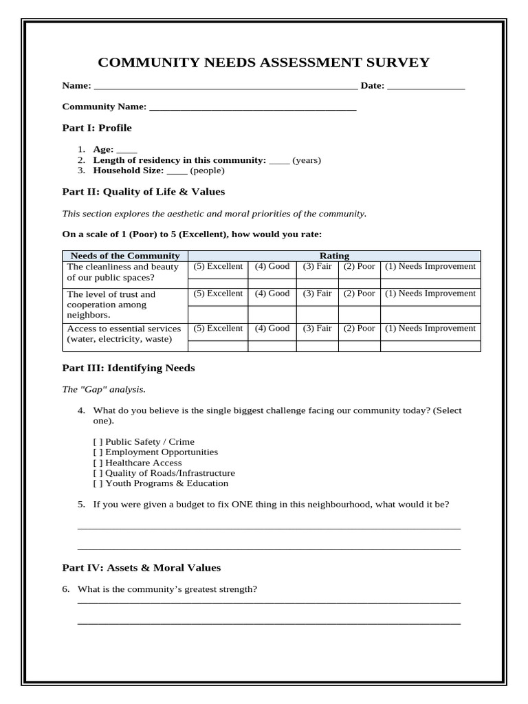 Community Needs Assessment Survey NSTP | PDF