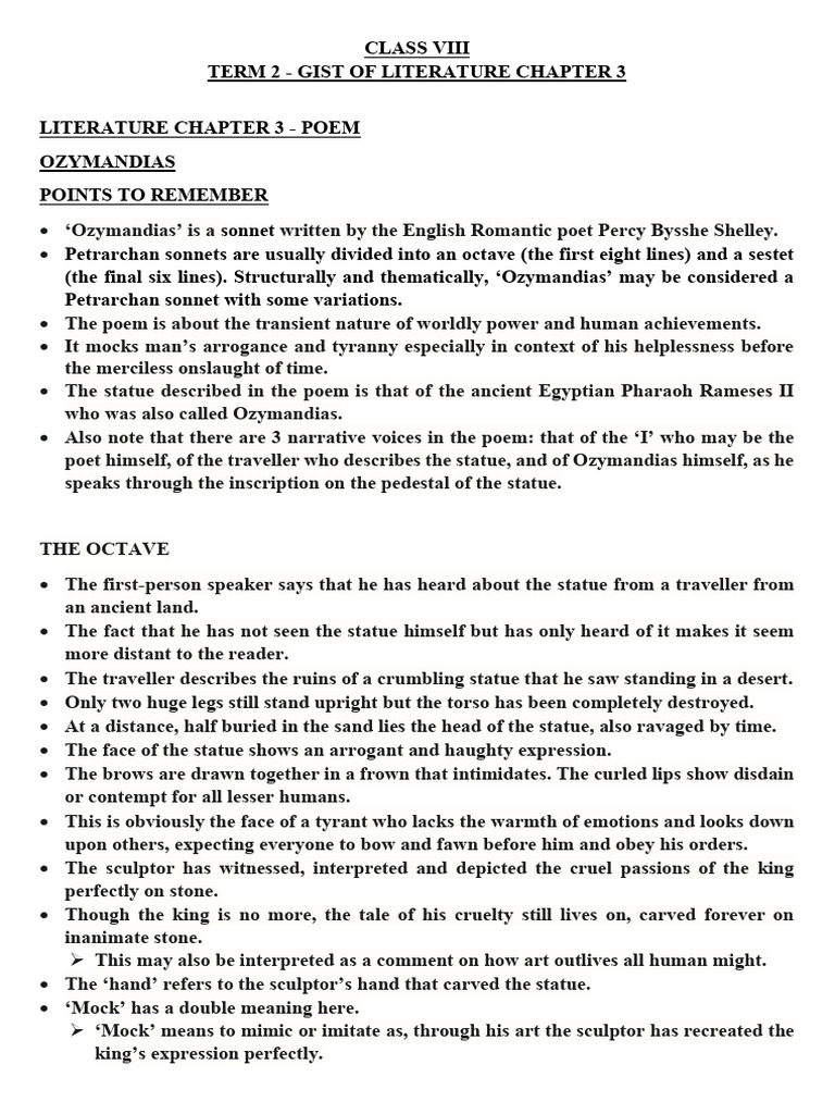 Class 8 - English - Term 2 - Literature Chapter 3 - Poem | PDF | Poetry