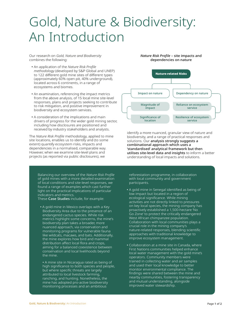 Gold Nature and Biodiversity 2 Page Summary | PDF | Conservation ...