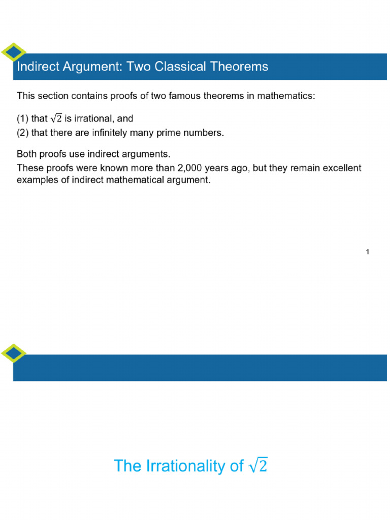0408 Indirect Argument (Sqrt[2], Infinitude of Primes) (1) | PDF ...