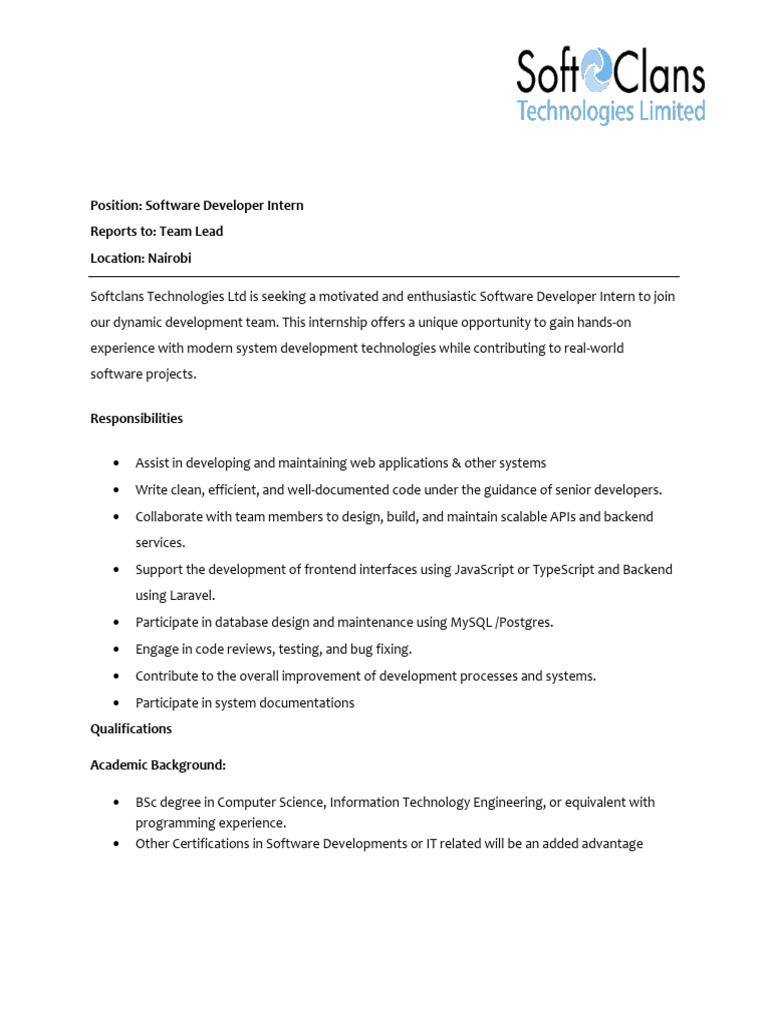 Software Developer Intern | PDF