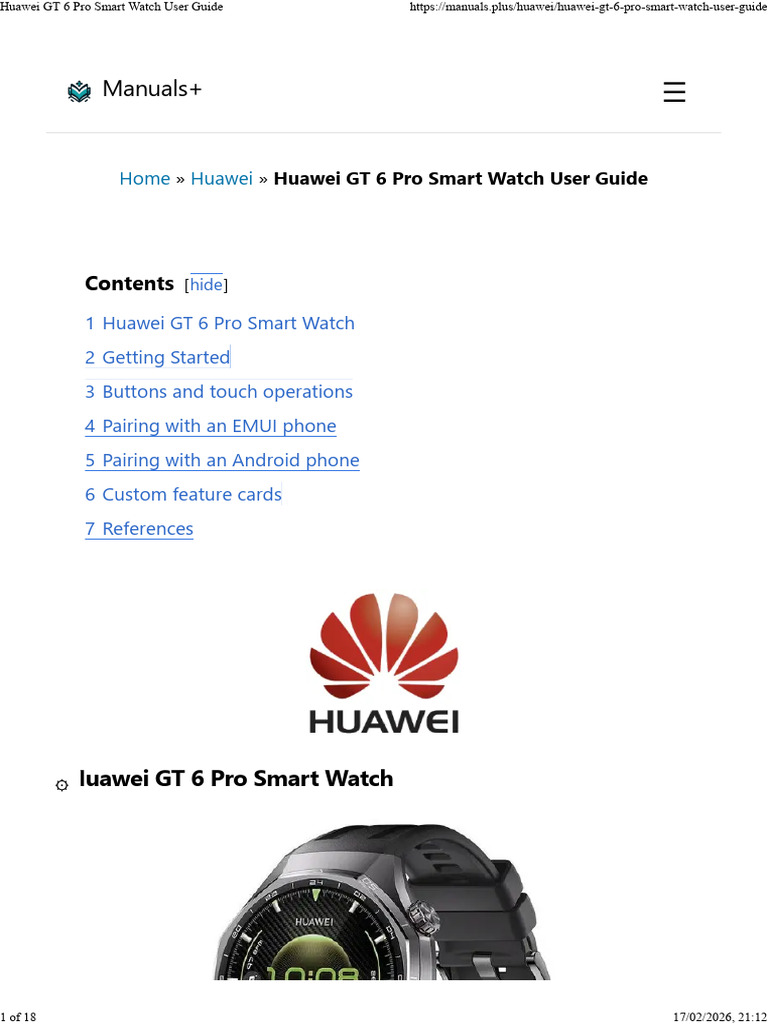 Huawei GT 6 Pro Smart Watch User Guide | PDF | Smartphone | Smartwatch
