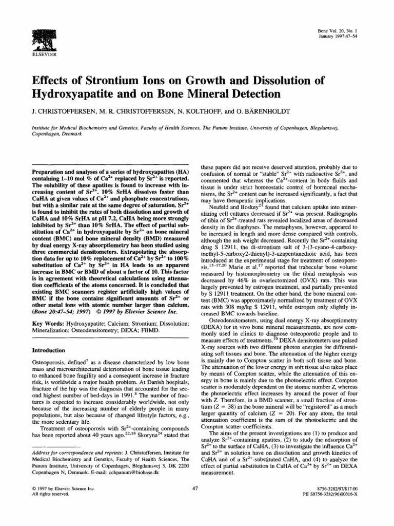 Effects of Strontium Ions On Growth And-Dissolution of | PDF ...