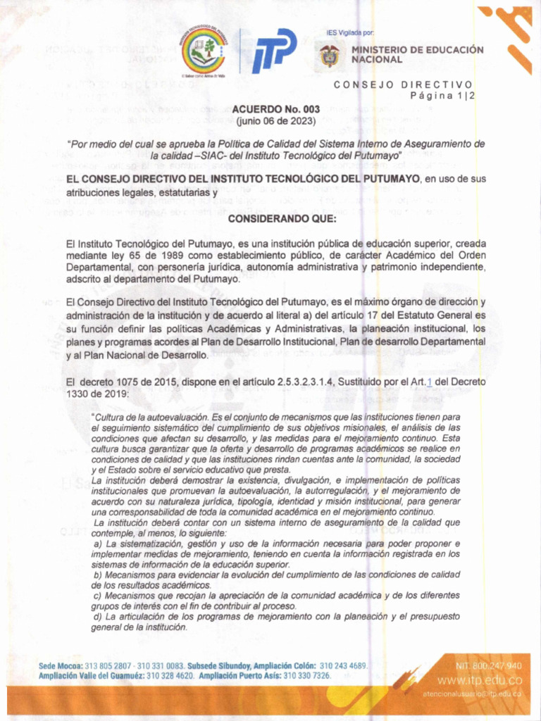 8. Politica de Calidad Del Sistema Interno de Aseguramiento de La ...
