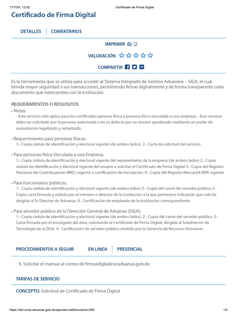 Informaciones para La Solicitud de Certificado de Firma Digital | PDF ...
