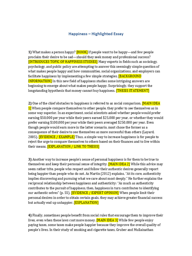 Cause and Effect (Highlighted Essay) | PDF | Happiness | Taxes