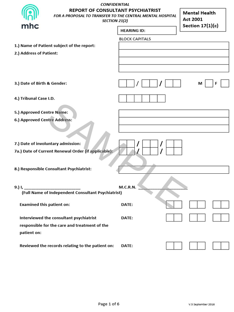 Section 17 Report Template for CMH | PDF | Psychiatry | Psychiatric ...