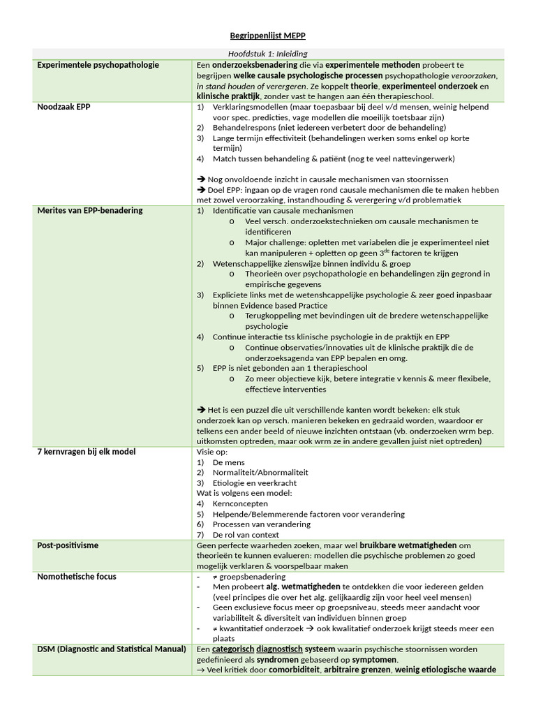 Begrippenlijst MEPP | PDF