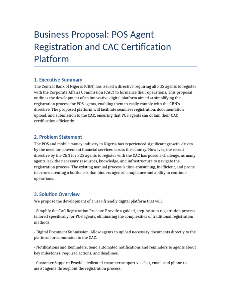 POS Agent Registration Proposal | PDF | Regulatory Compliance | Point ...