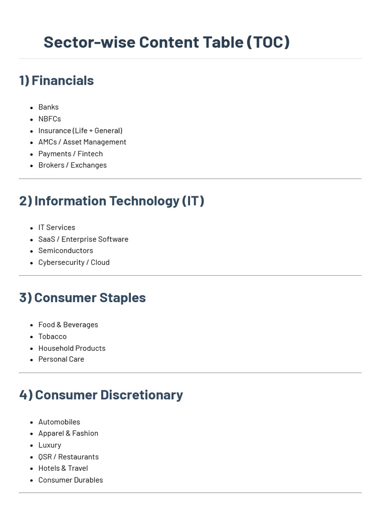 Comprehensive Valuation Framework by Sector PDF | PDF | Valuation ...