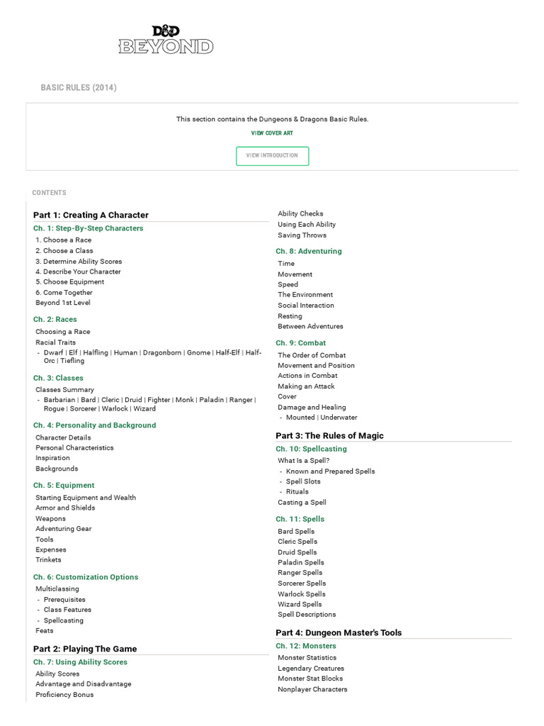 Basic Rules 5e (2014) - (Index) - D&D 5e - DND Beyond | PDF | Gary ...