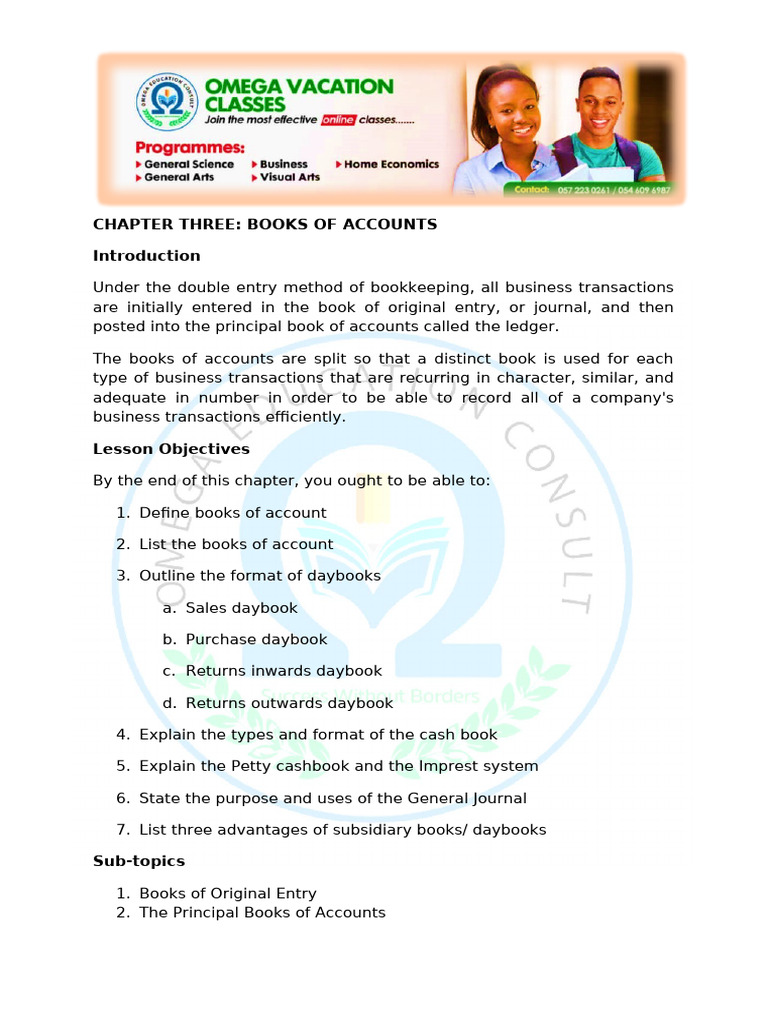 Form 1chapter 3 Books of Accounts | PDF | Bookkeeping | Debits And Credits