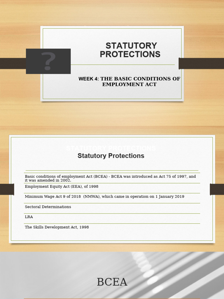 Statutory Protections BCEA | PDF | Overtime | Labour Law