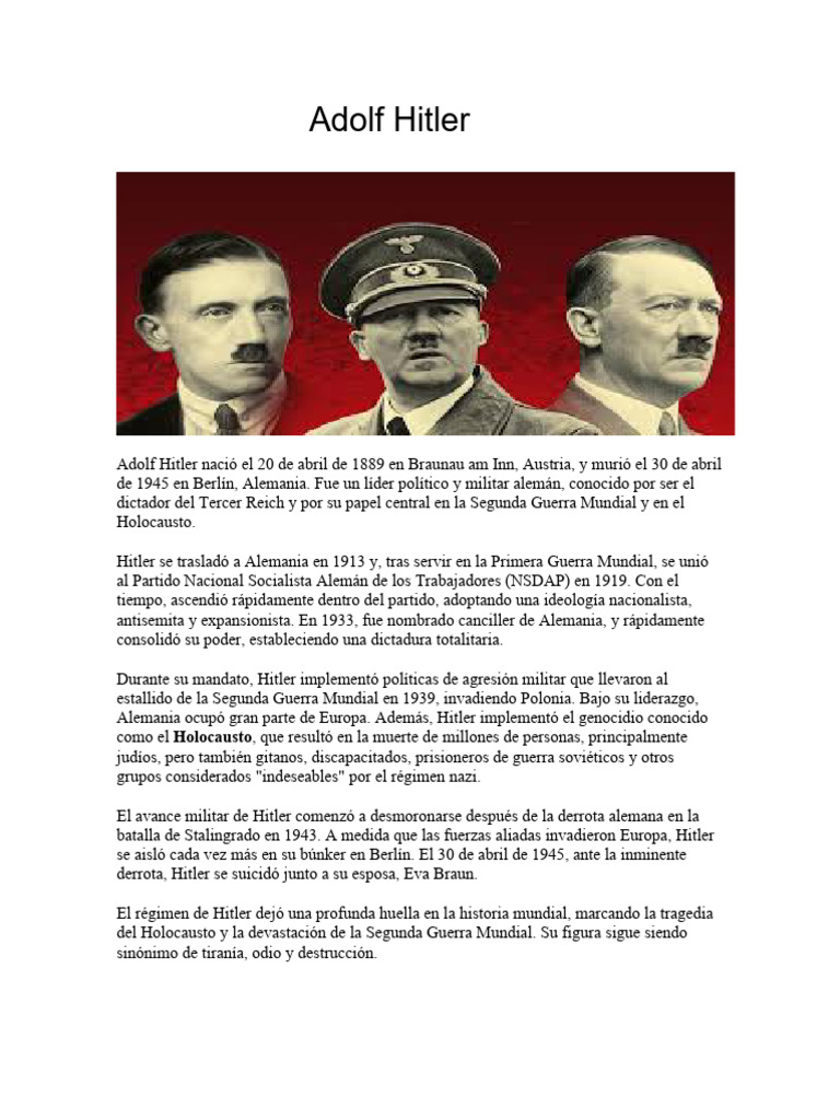 Biografia Adolf Hitler | PDF