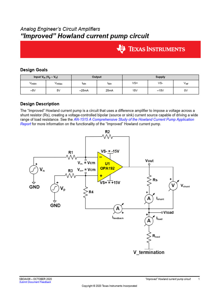 TI-improved Howland Current Pump | PDF | Amplifier | Resistor