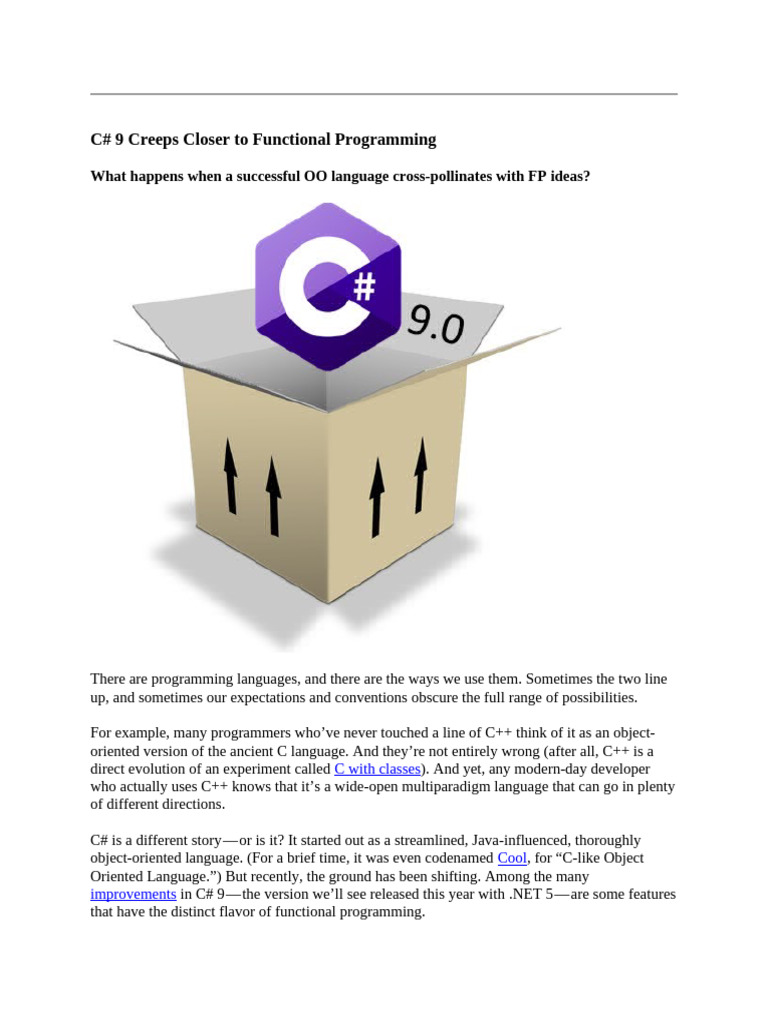 C# 9 Creeps Closer To Functional Programming | PDF | C Sharp ...