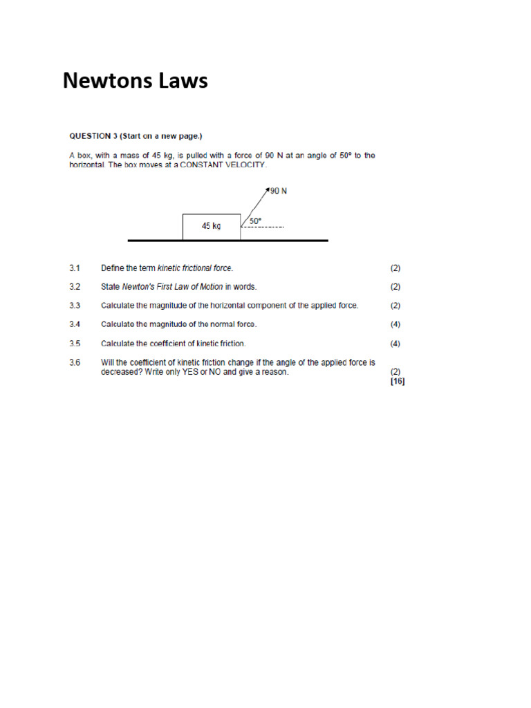 Newtons Law Questions | PDF