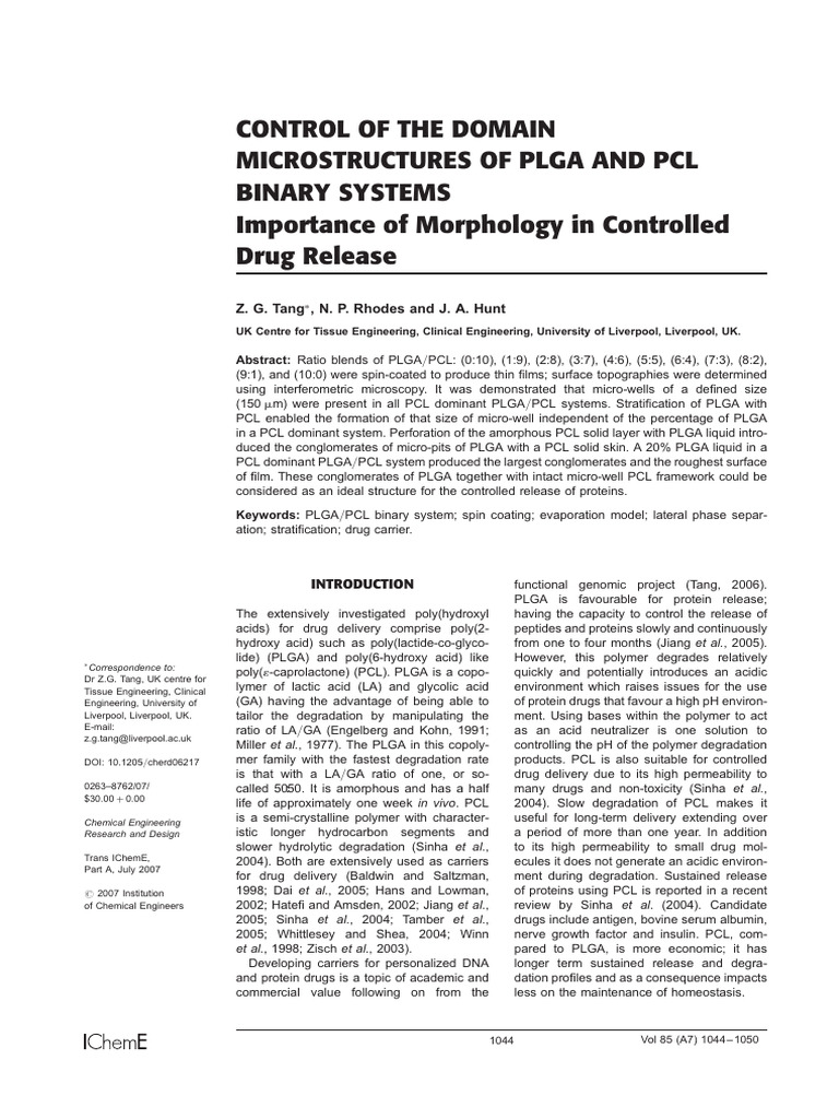 2007 Control of The Domain Microstructures of Plga and PCL Binary ...