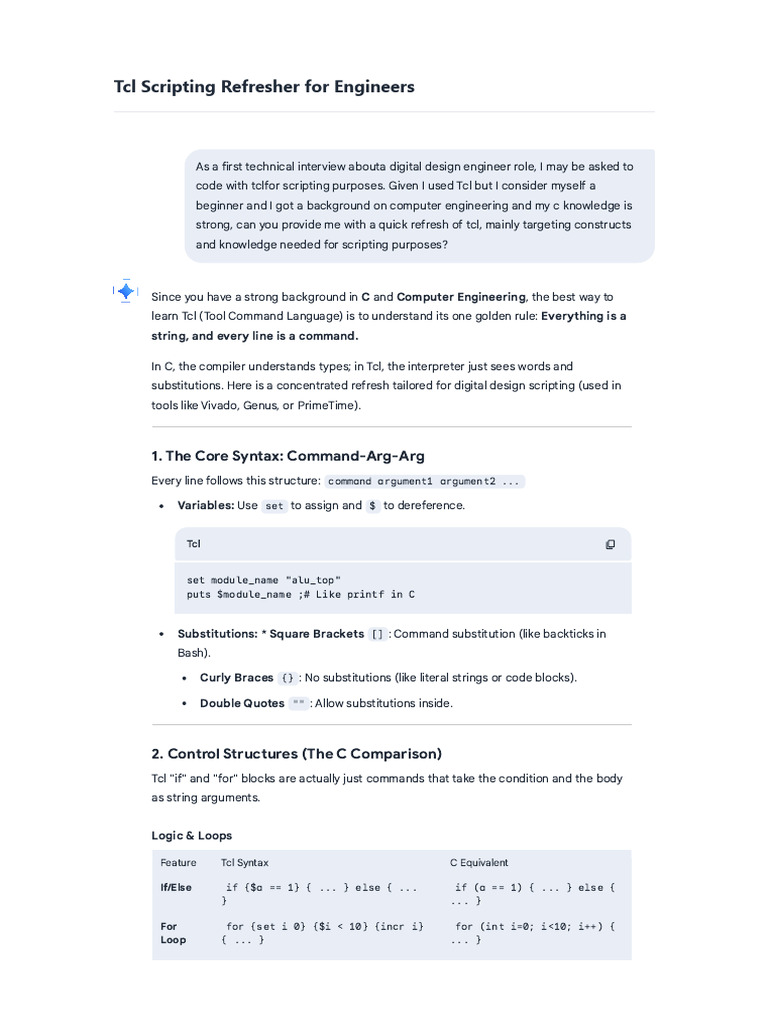 TCL Scripting Refresher For Engineers | PDF | Software Engineering ...