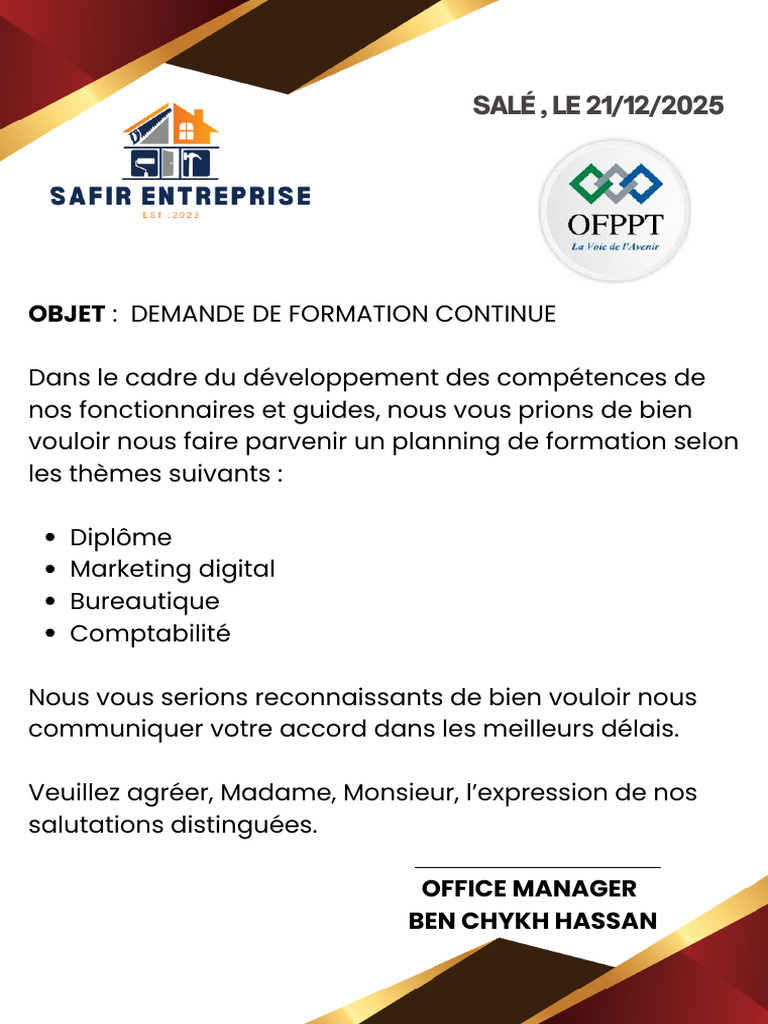 Demande de Formation Continue | PDF